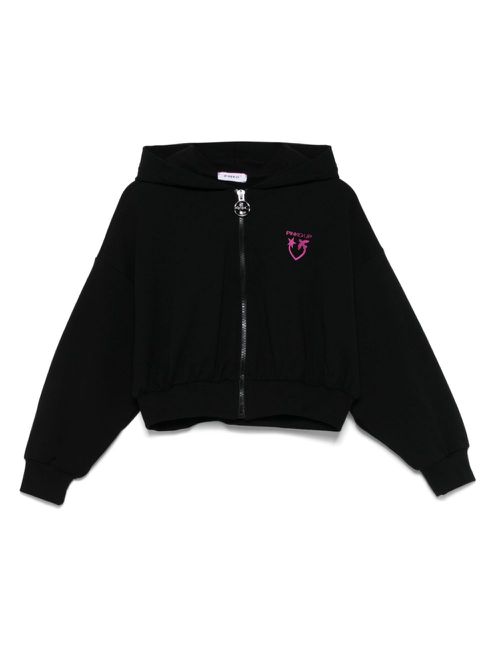 Love Birds-appliqué hoodie - Black