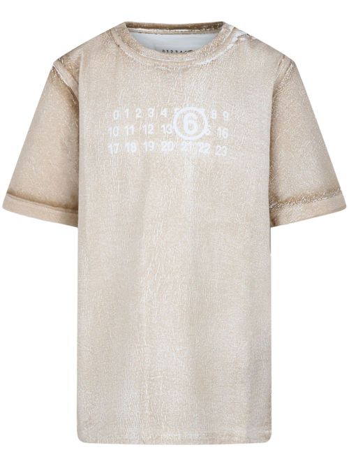Numbers-print distressed-effect T-shirt - Neutrals
