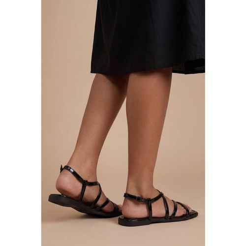 Dorothy Perkins Silvie Strappy Flat Faux Leather Sandals In Black