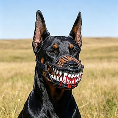 Scary Dog Muzzle for Halloween, Hilarious Dog Costume Muzzle with Large Scary Teeth, Halloween Scary Teeth Muzzle for Biting, Chewing And Scavenging