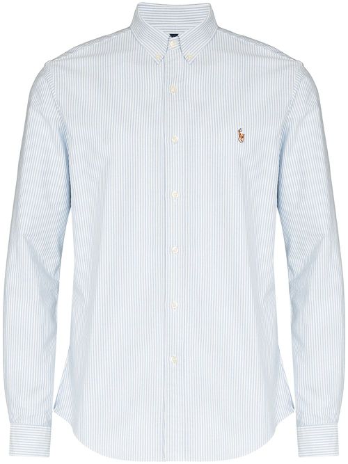 Logo-embroidered striped shirt - Blue