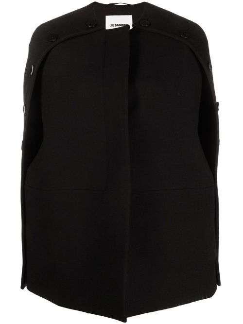 Buttoned slit-sleeves coat - Black