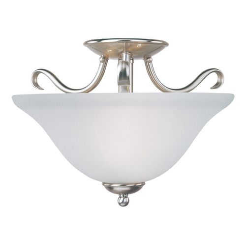 Satin Nickel Two Light Semi-Flush Mount from the Basix Collection