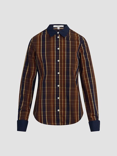 Women's The Cuffed Cotton Statement Striped Shirt - Toffee Plaid