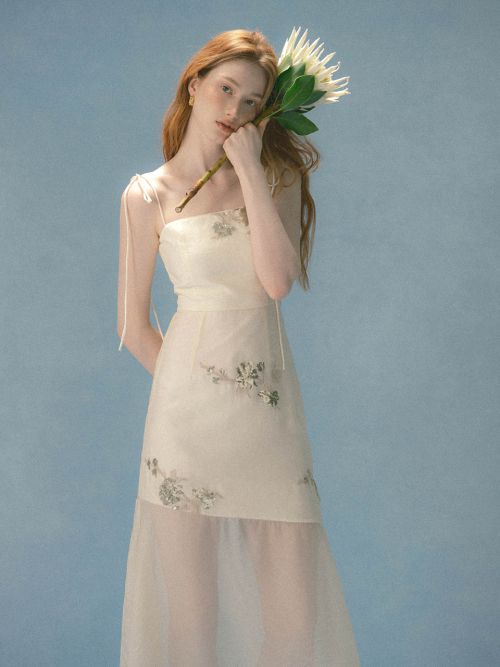 sincethen 여성 Lage Organza Long Dress 