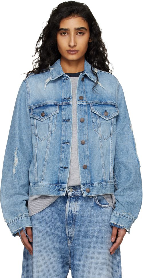 Blue Distressed Denim Jacket