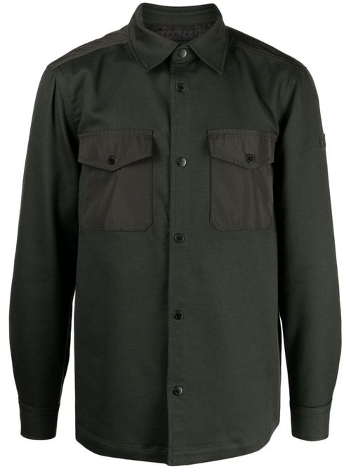 Long-sleeve press-stud shirt jacket - Green
