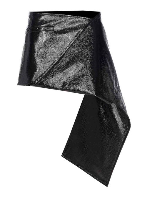 Black Fold Vinyl Mini Skirt