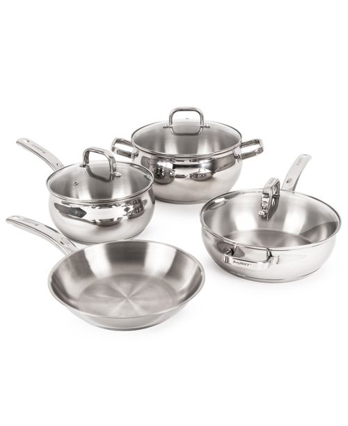 Belly 18/10 Stainless Steel 7 Piece Starter Cookware Set - Silver
