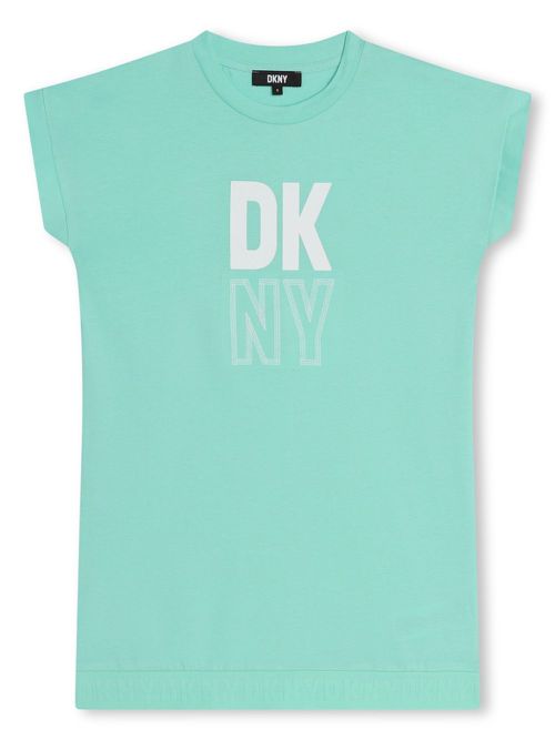 Logo-print organic cotton dress - Green