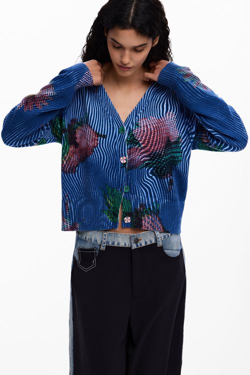 Floral cardigan sweater