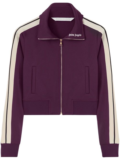 Logo-embroidered cropped jacket - Purple