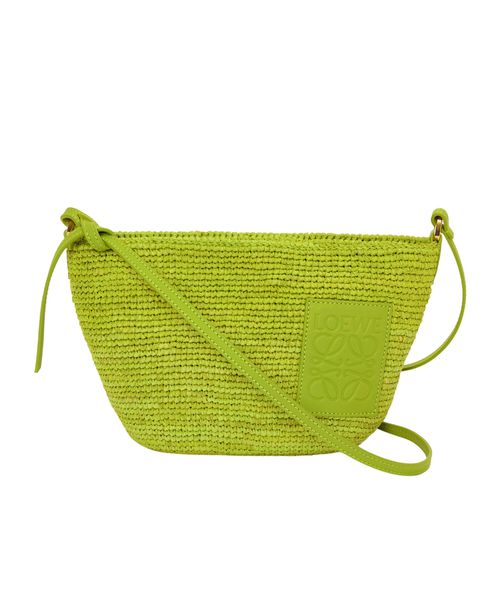 Slit Pochette bag in raffia and calfskin