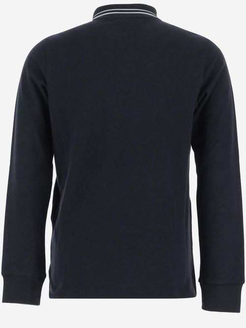 Cotton with Contrasting Logo Polo Shirt — Navy