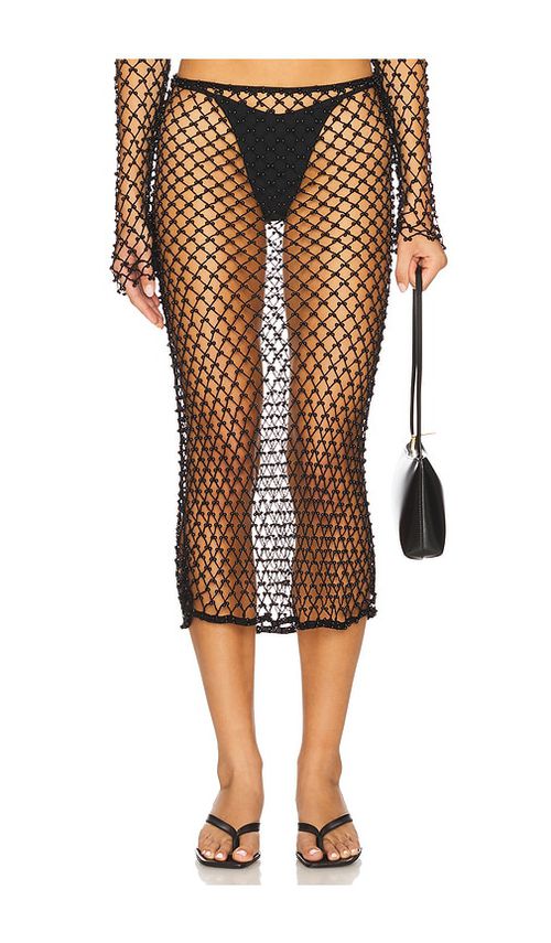 Lovers and Friends Marnnie Beaded Crochet Skirt in Black.  S. Also in L