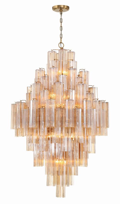 Aged Brass 20 Light Chandelier from the Addis Collection