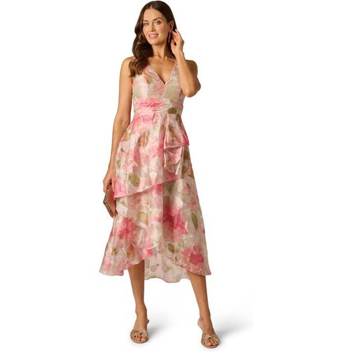 Adrianna Papell Women's Cascade Organza Midi Dress in Pale Pink