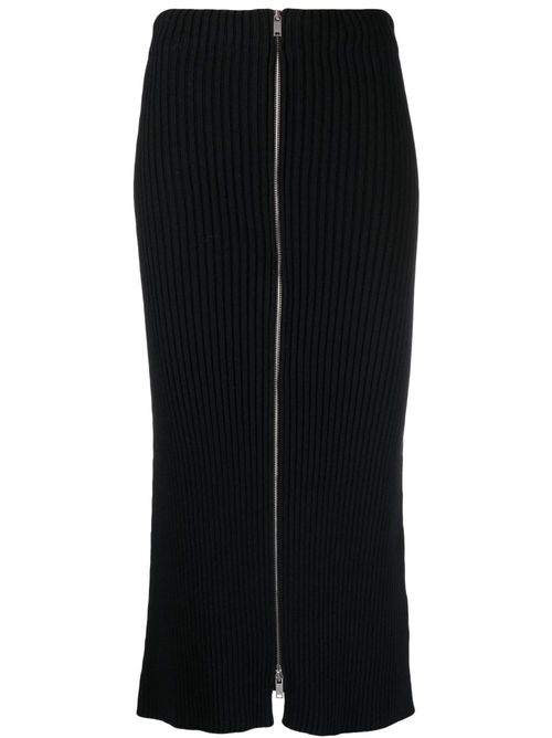 Ribbed-knit cotton pencil skirt - Black