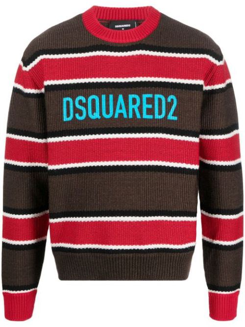 Jacquard logo striped jumper