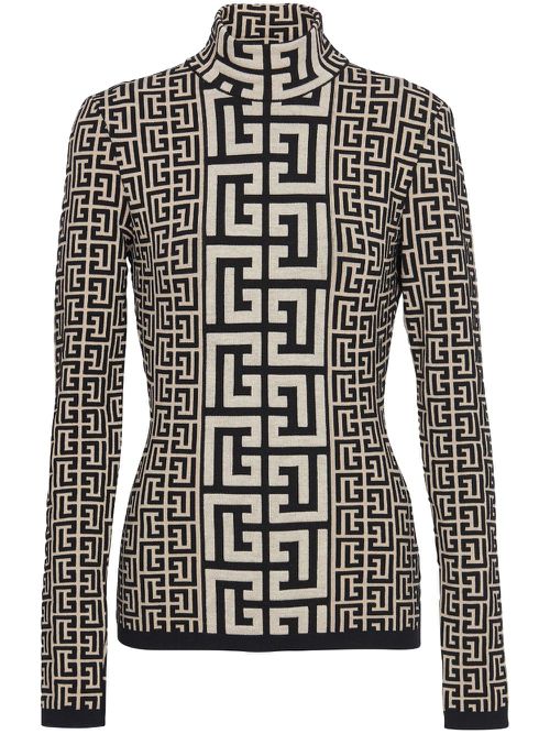 Intarsia-knit monogram roll neck jumper - GFE