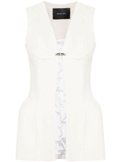Corseted pierced vest - White