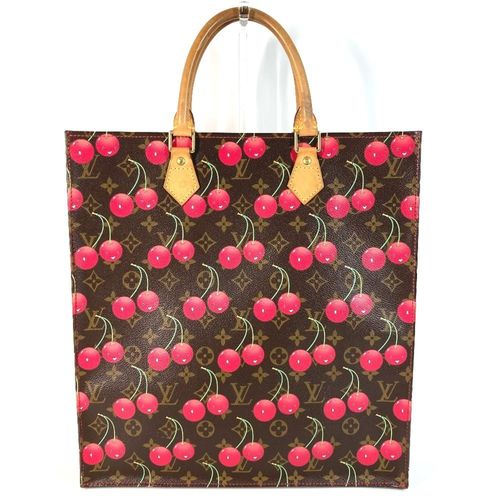 Louis Vuitton Brown Monogram Cherry Red Color Monogram Leather Shoulder Bag Tote Bag Pre-Owned