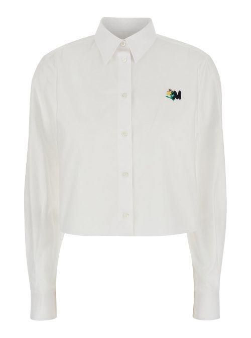 Cropped Cotton Shirt — White