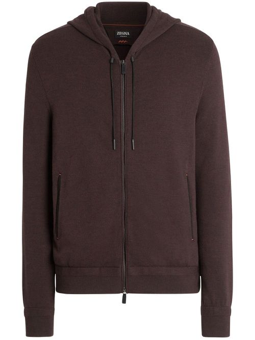 Zip-up wool hoodie - Brown