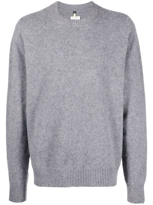 Intarsia-knit logo wool=blend jumper - Grey