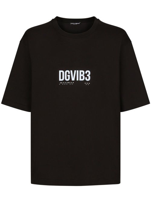 Slogan-print cotton T-shirt - Black
