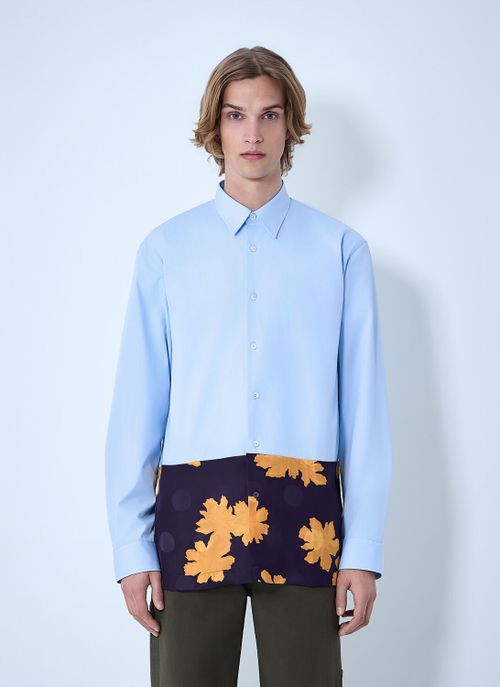Contrast Cotton Shirt - Man Shirts Blue It