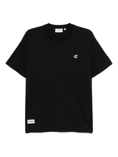 Logo-embroidered T-shirt - Black