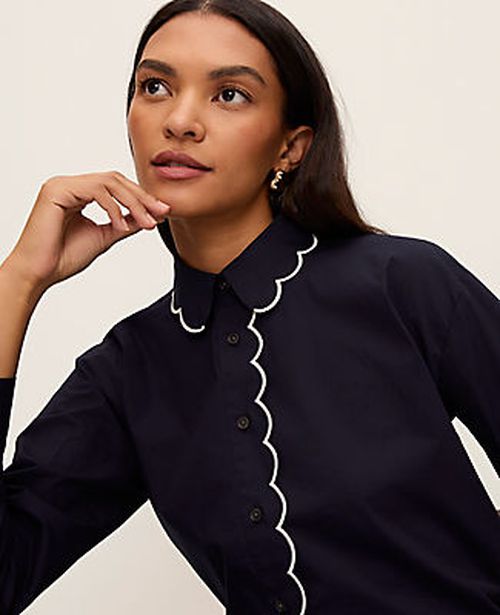 Ann Taylor Scallop Trimmed Shirt
