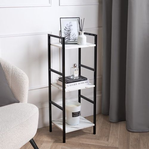 OHS Manhattan 3-Tier Shelving Unit - White Marble