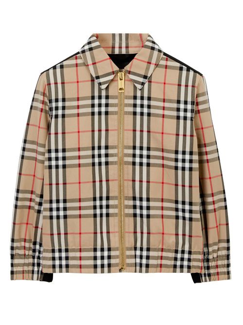 Check-pattern zip-up jacket - Neutrals