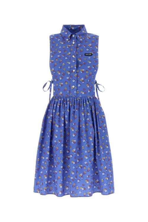 Floral Poplin Shirt Dress — Blue