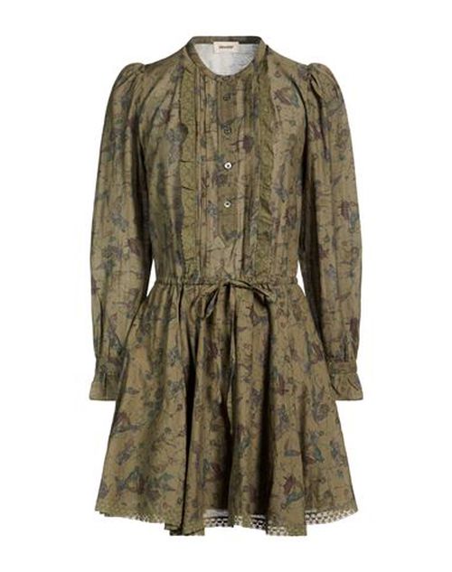Woman Mini dress Military green Size L Cotton, Viscose