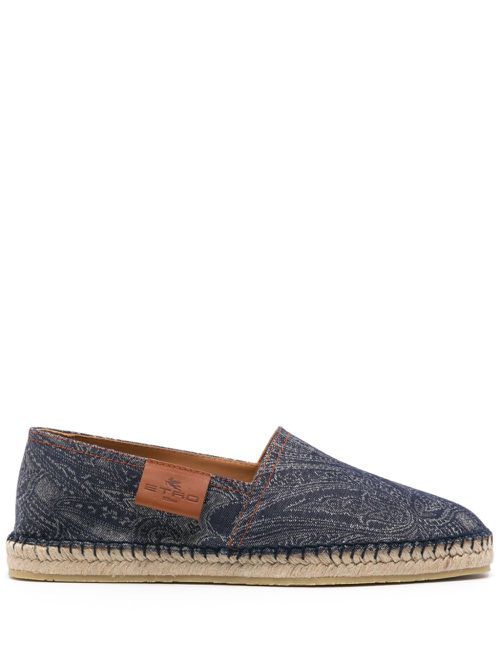 Paisley-print denim espadrilles - Blue