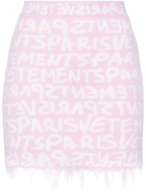 Monogram-jacquard merino miniskirt - Pink