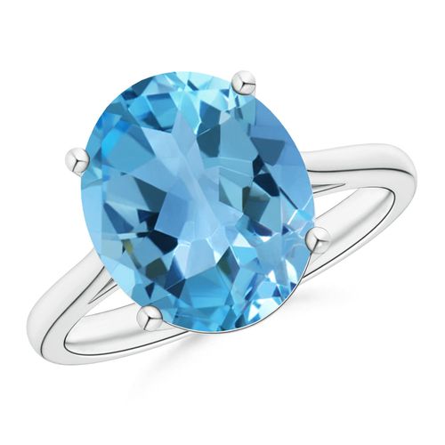 Angara 5.6 Carats Oval Solitaire Swiss Blue Topaz Cocktail Ring in Silver