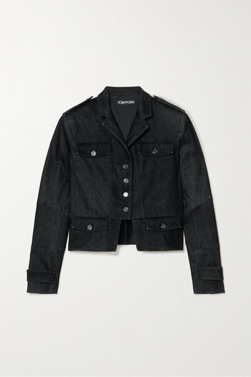 Cropped Wool-blend Velvet Jacket - Black - IT40