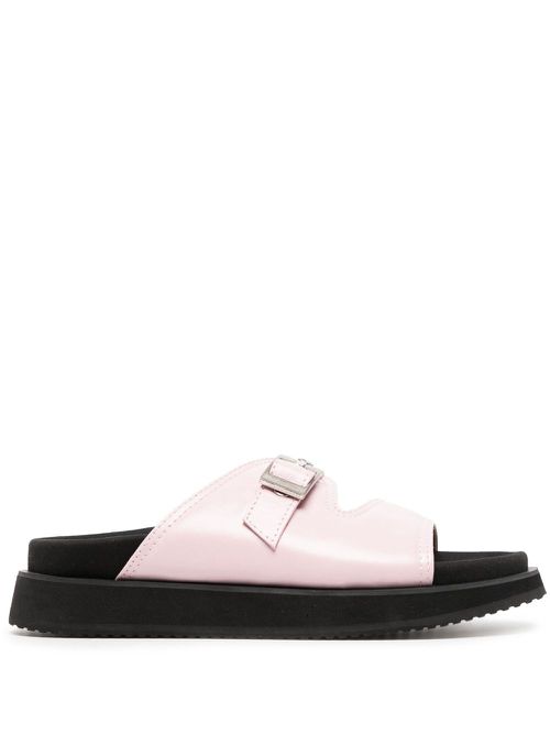 Buckle-fastening leather sandals - Pink