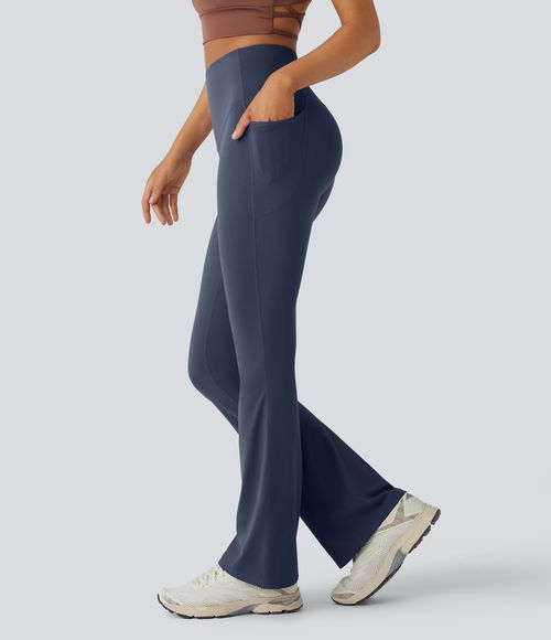 UltraSculpt™ SoCinched High Waisted Tummy Control Pocket Shaping Yoga Bootcut Leggings  - Mood Indigo