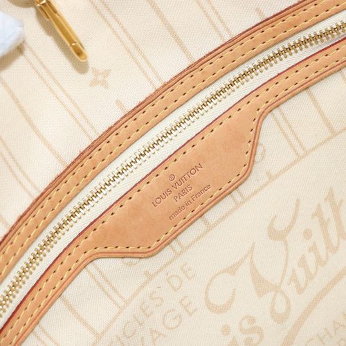 Louis Vuitton Neverfull Tote Damier Azur Beige Canvas Tote Bag Bag Pre-Owned