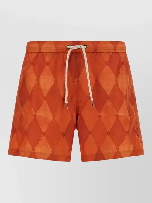 Ballantyne - swim shorts elastic waistband button and pocket
