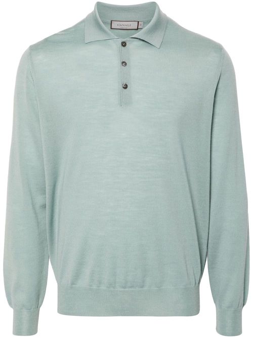 Merino-wool polo shirt - Green