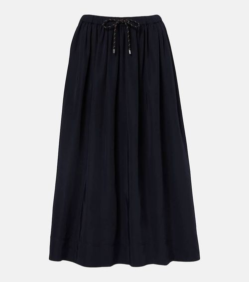 Bates gathered taffeta midi skirt
