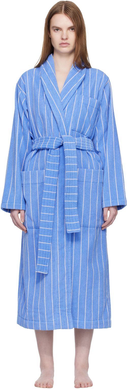 Blue & White Terry Classic Bathrobe