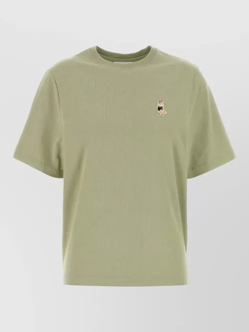Maison Kitsuné - cotton t shirt short sleeves crew neck embroidery
