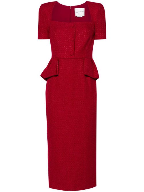 Bouclé midi dress - Red